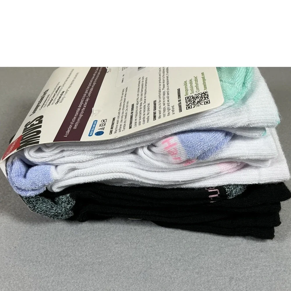 Hanes Moves‎ Womens Crew Socks 10 Pair Compression Arch X-Temp Cooling 5-9